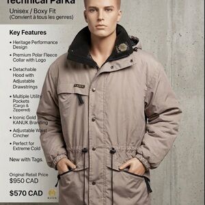 Men's Beige Insulated Jacket with Black Fleece Collar